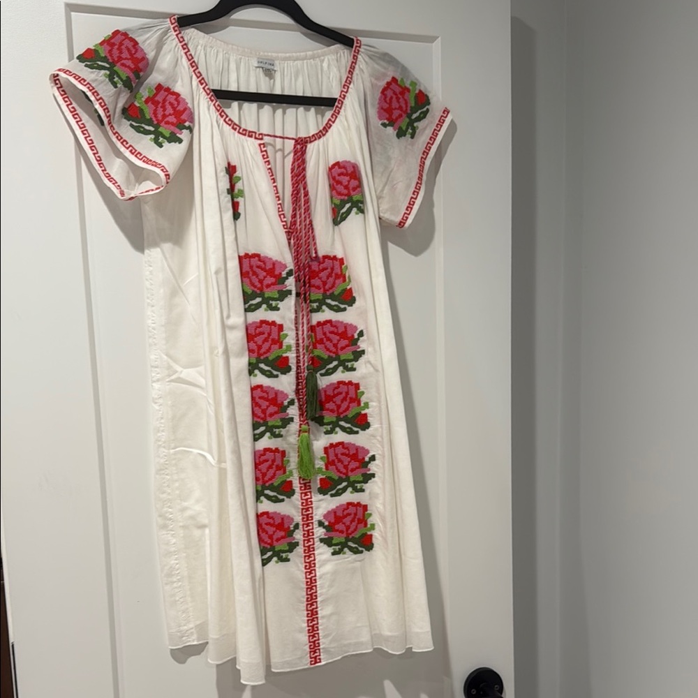 Embroidered Floral White Dress